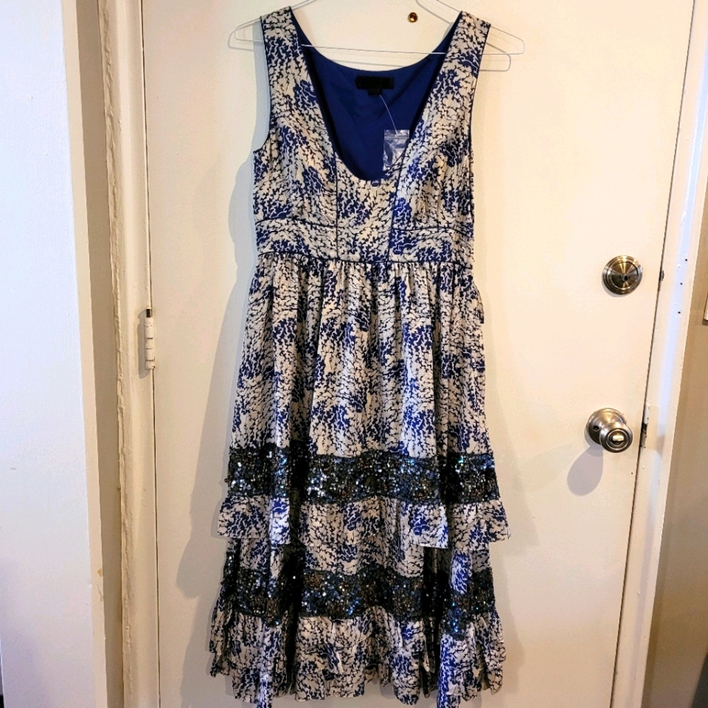 NWOT Jill Stuart Tiered Silk Pattern Dress Sz 8